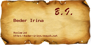 Beder Irina névjegykártya